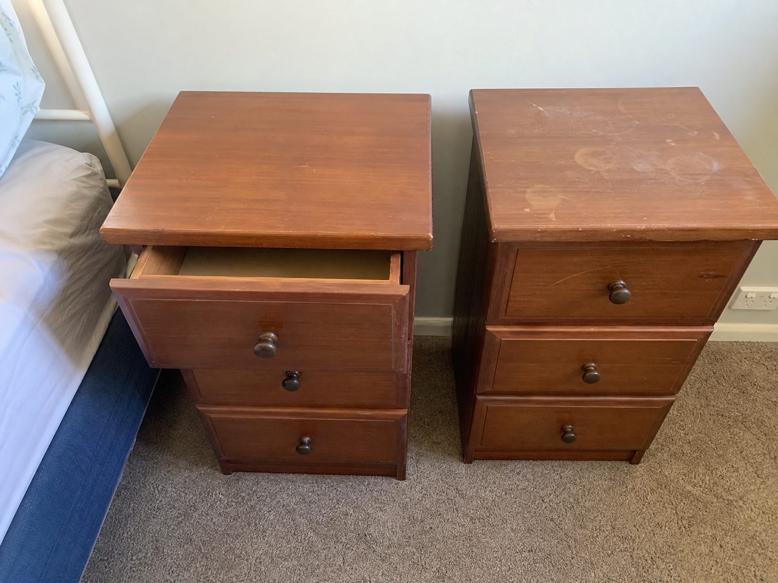 Bedside tables, pair